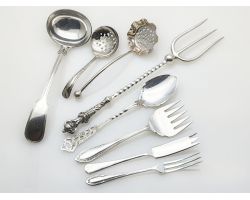 Job Lot Antique & Vintage Flatware Incl Lovely Victorian Bread Fork Silver Plate (#100493)