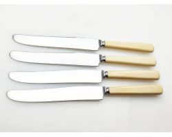 Unusual Shape Faux Bone Handle Dinner Knives Northampton Stainless Steel (#100501)