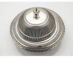 Unusual Large Victorian Butter Dish - Ex Silver Plated & Glass - Antique (#100545)