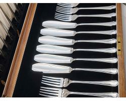 Art Deco 24 Piece Fish Cutlery Set - Silver Plated Epns Sheffield Cased 1931 (#100551)