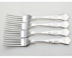 Kings Pattern - 4x Dinner Forks - Silver Plated Epns A1 Sheffield Vintage (#100580)