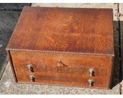 Large Empty 12 Settings Cutlery Canteen Flatware Chest 2 Drawer + Key (#100597)