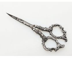 Sterling Silver Handled Steel Nail Scissors 1899 Antique (#100612)