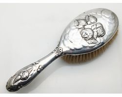 Sterling Silver Reynolds Angels Cherubs Hair Brush Sheffield 1907 Antique (#100615)