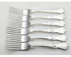Kings Pattern - Set Of 6 Dinner Forks - Silver Plated Epns A1 Sheffield (#100629)