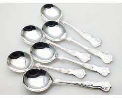 Kings Pattern - Set Of 6 Soup Spoons - Silver Plated Epns A1 Sheffield (#100630)