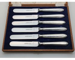 Antique Harrods Sterling Silver Handled Dainty Tea Knives - 1926 Cased (#100635)