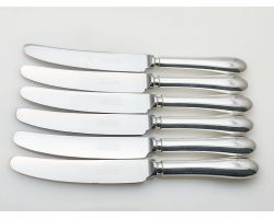Rare 6x Old English Side Knives Silver Plated Handles United Cutlers Vintage (#100645)