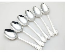 Jesmond Pattern - Set Of 6 Dessert Spoons - Silver Plated Epns A1 Sheffield (#100655)