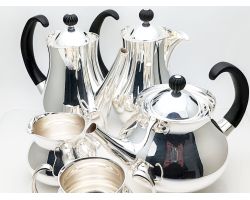 Eric Clements For Mappin & Webb 5 Piece Tea & Coffee Set Vintage - Silver Plated (#100670)