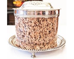 Rare Victorian Granite & Silver Plated Ice Box C. 1880 Sheffield Antique (#100700)