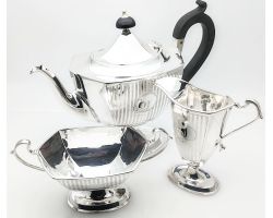 Gorgeous Antique 3 Piece Silver Plated Tea Set (#100705)