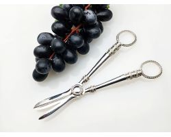 Good Antique Pair Of Grape Scissors - Silver Plated (#100719)