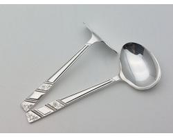 Viners Silver Rose Pattern Baby Feeding Spoon & Pusher - Silver Plated Vintage (#57884)