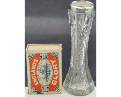 Sterling Silver Cut Glass Small Stem Vase Birmingham 1902 Antique (#58313)