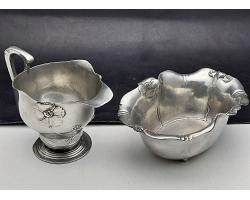 Orivit Art Nouveau Pewter Milk Jug & Sugar Bowl 2122 / 2123 (#58447)