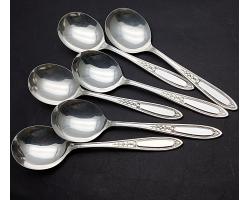 Oneida Community Enchantment Bounty 6x Soup Spoons Silver Plated Vintage (#59032)