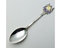 Ballater Sterling Silver Enamel Souvenir Spoon - Birmingham 1958 (#59037)