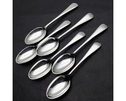 Gleaming Silver Plated Set Of 6 Tea Spoons - Old English - Antique (#59367)