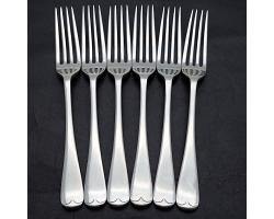 Gleaming Silver Plated Antique Set Of 6 Side / Dessert Forks - Old English (#59370)