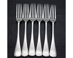 Gleaming Silver Plated Antique Set Of 6 Dinner Forks - Old English (#59371)