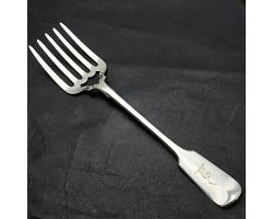 Lovely Antique Large Serving Fork - Leopard Crest - Silver Plated (#59416)