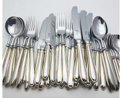 Franz Fuerst Besteck Melody Gold Accent Stainless Steel Cutlery Set Vintage (#59437)
