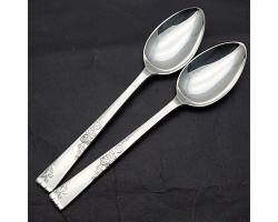 Smith Seymour Rose Garden 2x Dessert Spoons - Silver Plated - Vintage (#59481)