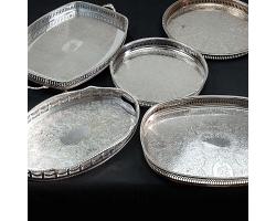 Job Lot Of Silver Plated Serving / Drinks Trays - Vintage (#59546)