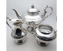 Gorgeous 3 Piece Silver Plated Tea Service Set - Vintage (#59558)