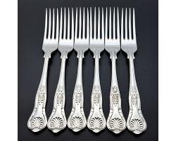 Kings Pattern - Set Of 6 Dinner Forks - Epns A1 Sheffield Silver Plated (#59595)