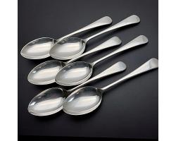 Old English Pattern - Set Of 6 Dessert Spoons - Alpin Plate - Silver Plated (#59615)