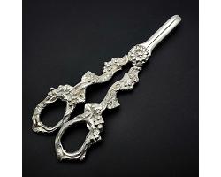 Grape Scissors / Shears - Vine Design - Silver Plated - Vintage Epns (#59683)