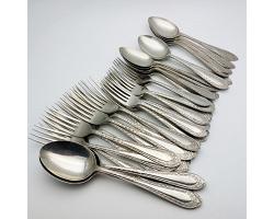 Quantity Of J.h. Potter Sheffield Silva Forks & Spoons - Ornate Antique (#59686)