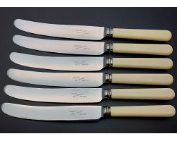 Set Of 6 Faux Bone Handled Dinner Knives - Reliance Sheffield Vintage Cutlery (#59692)