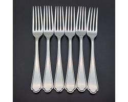 Walker & Hall St James Set Of 6 Dinner Forks #2 - Silver Plated - Vintage (#59709)