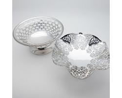2x Good Silver Plated Pierced Bonbon Bowls - Antique (#59722)