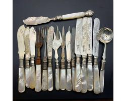 Collection Of Mother Of Pearl Handled Cutlery Flatware Silver & Plated (#59748)