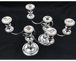 Fine Pair Of Silver Plated Candelabra - Vintage - The Silver Workshop (#59751)