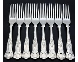 Kings Pattern - Set Of 8 Side / Dessert Forks Epns A1 Sheffield Silver Plated (#59791)