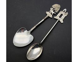 Singapore & Malacca Malaysian Silver Souvenir Spoons - Vintage 1260b (#59817)