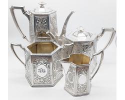 Ornate Large Victorian Tea & Coffee Service Set - Silver Plated - Sheffield (#59863)