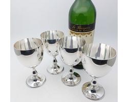 4x Good Silver Plated Wine Goblets - Mappin & Webb - Vintage (#59873)