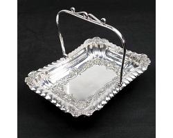 Ornate Victorian Silver Plated Swing Handle Cake Basket Bowl Maton Cardiff (#59877)