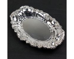 Vintage Silver Plated Ornate Rim Oval Serving Bowl (#59889)