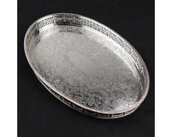 Silver Plated Chased Tea Service Serving Tray - Sheffield Vintage (#59890)