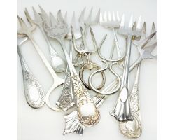 Collection Of 12x Bread & Meat Forks Etc - Antique & Vintage - Silver Plated (#61875)