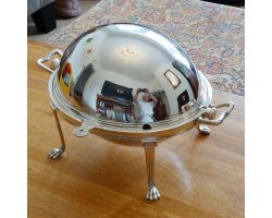 Gleaming Roll-top Breakfast Dish / Soup Tureen Silver Plated Sheffield (#61893)
