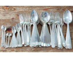Art Deco 71pc Silver Plated Gladwin Embassy Spoons Forks Epns 1937 Vintage (#61900)