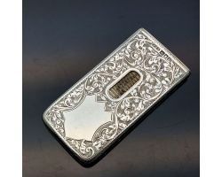 Beautiful Unusual Long Sterling Silver Vesta Case London 1902 Antique (#61902)